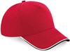 Beechfield CB25c Authentic 5 Panel Cap - Piped Peak - Classic Red/Black/White - One Size