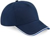 Beechfield CB25c Authentic 5 Panel Cap - Piped Peak - French Navy/Bright Royal/White - One Size