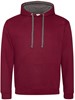 Just JH003 Varsity Hoodie - Burgundy/Charcoal (Heather) - XS