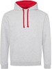 Just JH003 Varsity Hoodie - Heather Grey/Fire Red - S