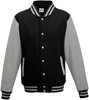 Just JH043 Varsity Jacket - Jet Black/Heather Grey - XS